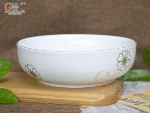 Bát tô nhật men trắng vẽ ngàn hoa, đường kính 16cm