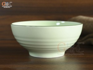 Bát tô nông dáng khum men ngọc vẽ hoa Bưởi trắng, đường kính 16cm