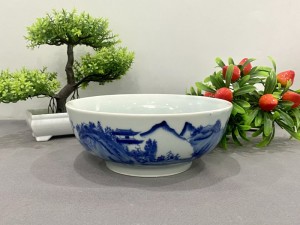 Bát tô nông men cổ vẽ Sơn Thủy, đường kính 20cm