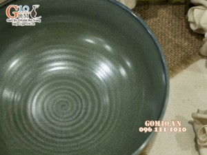 Bát tô nông men hỏa biến xanh ngọc cổ, 19cm