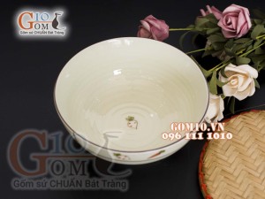 Bát tô nông men kem vẽ Cà Rốt, đường kính 18cm