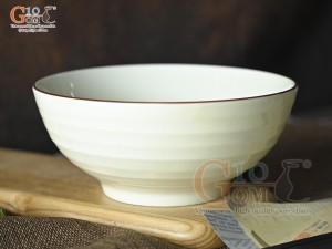 Bát tô nông men kem vẽ hoa Đào xanh, đường kính 16cm