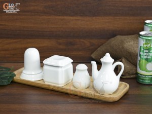 Bát tô phở men trắng kèm set gia vị nhà hàng, đường kính 18cm