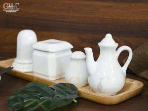 Bát tô phở men trắng kèm set gia vị nhà hàng, đường kính 18cm