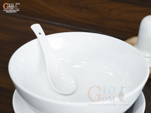 Bát tô phở men trắng kèm set gia vị nhà hàng, đường kính 18cm