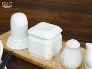 Bát tô phở men trắng kèm set gia vị nhà hàng, đường kính 18cm