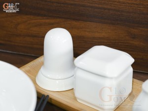 Bát tô phở men trắng kèm set gia vị nhà hàng, đường kính 18cm