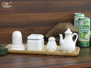 Bát tô phở men trắng kèm set gia vị nhà hàng, đường kính 18cm