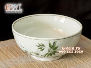 Bát tô sâu men cổ họa tiết vẽ Tre xanh, đường kính 18cm