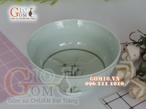 Bát tô sâu men cổ vẽ Cỏ Xanh, đường kính 18cm