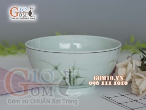 Bát tô sâu men cổ vẽ Cỏ Xanh, đường kính 18cm