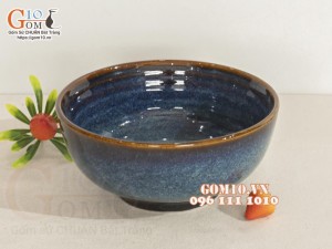 Bát tô sâu men hỏa biến thiên hà, đường kính 22cm