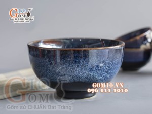 Bát tô sâu men hỏa biến xanh đá, đường kính 18cm