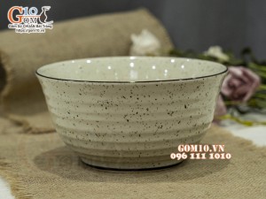 Bát tô sâu men kem tấm kẻ chỉ, 19cm