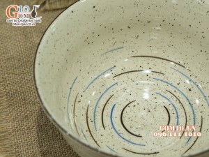 Bát tô sâu men kem tấm kẻ chỉ, 19cm