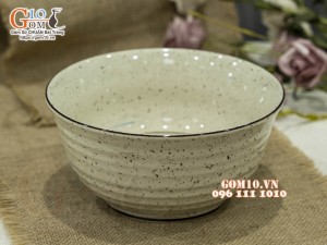 Bát tô sâu men kem tấm kẻ chỉ, 19cm