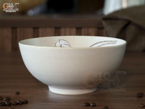 Bát tô sâu vân vuốt men kem tấm vẽ Bạch Liên, đường kính 18cm
