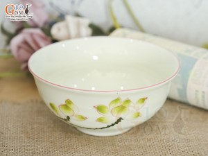 Bát tô sâu men men kem vẽ hoa Sen vàng 13.5cm