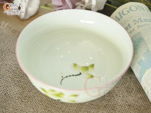Bát tô sâu men men kem vẽ hoa Sen vàng 13.5cm