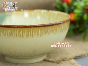 Bát tô sâu men nhật vàng, 20cm