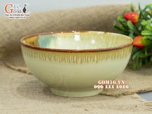 Bát tô sâu men nhật vàng, 20cm