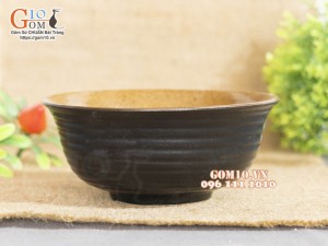 Bát tô sâu miệng loe gốm vàng, đường kính 15cm