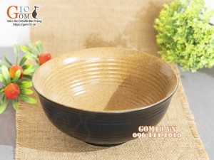 Bát tô sâu miệng loe gốm vàng, đường kính 20cm