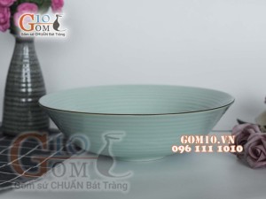 Bát tô to men xanh ngọc chỉ nâu 25cm
