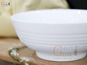 Bát tô vân men trắng, đường kính 20cm