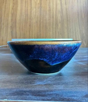 Bát tô vát men hỏa biến xanh lá, đường kính 16cm