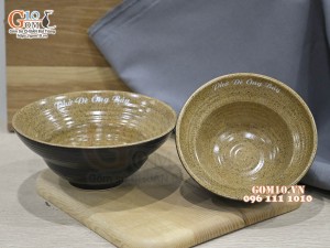 Bát tô yêu gốm vàng in logo Phở Dê Ông Bảy