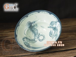 Bát tô yêu men cổ họa tiết Rồng Phượng Hóa, đường kính16cm
