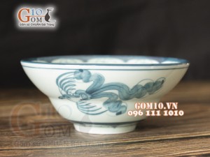 Bát tô yêu men cổ họa tiết Rồng Phượng Hóa, đường kính16cm