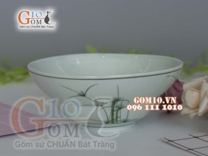 Bát tô yêu men cổ vẽ Cỏ Xanh, đường kính 16cm