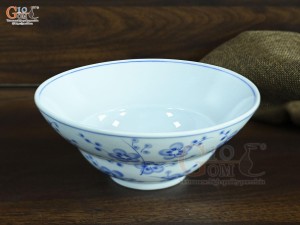 Bát tô yêu men lam vẽ hoa đào xanh, đường kính 16cm