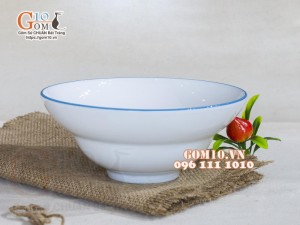 Bát tô yêu men trắng vẽ Thỏ con, đường kính 18cm