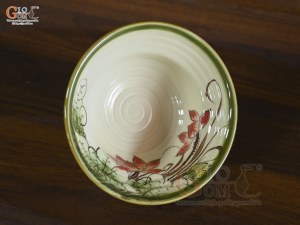 Bát tô yêu men vuốt vẽ Sen đỏ, đường kính 16cm