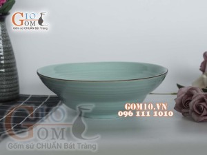 Bát tô yêu men xanh ngọc chỉ nâu, đường kính 20cm 