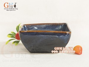 Bát vuông sâu men hỏa biến thiên hà, cạnh 12cm