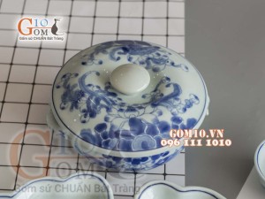 Bộ đồ ăn Hoa mặt trời vẽ hoa Sen dây, đầy đủ