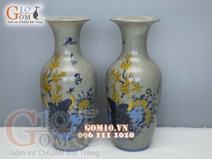 Đôi lộc bình men rạn họa tiết công mai 46cm