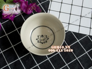 Bát cơm họa tiết sen men bóng
