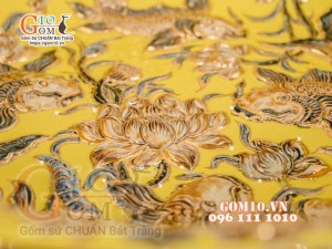 Bát thả hoa Phú Qúy đắp nổi,màu vàng - đường kính 50cm
