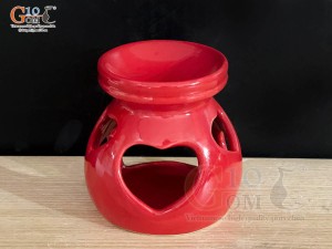 Bếp xông tinh dầu men màu đỏ