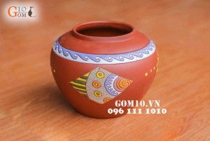 Bình dáng vò tròn gốm đất đỏ, 13cm