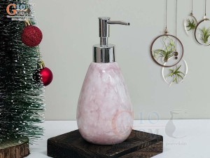 Bình đựng dầu gội, sữa tắm dáng thon men đá màu hồng đất, 300ml