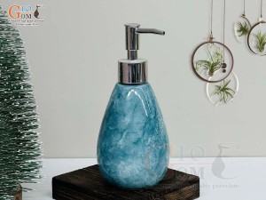 Bình đựng dầu gội, sữa tắm dáng thon men đá màu xanh biển, 300ml