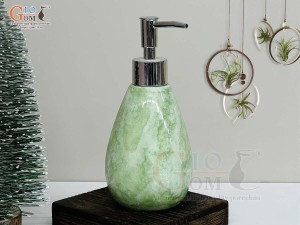 Bình đựng dầu gội, sữa tắm dáng thon men đá màu xanh lá, 300ml