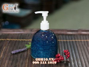 Bình đựng dầu gội dáng tròn men hỏa biến 15cm