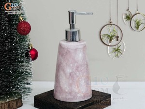 Bình đựng dầu gội, sữa tắm dáng vát cao men đá màu hồng đất, 350ml